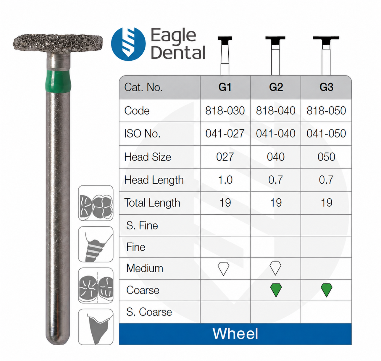 Wheel Shape Diamond Burs