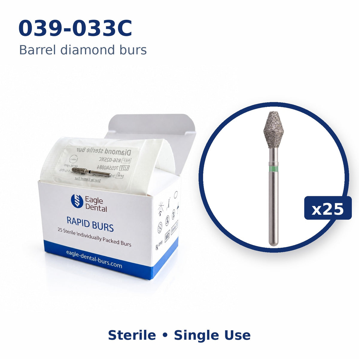 Eagle Rapid sterile Barrel bur box, 25 per pack