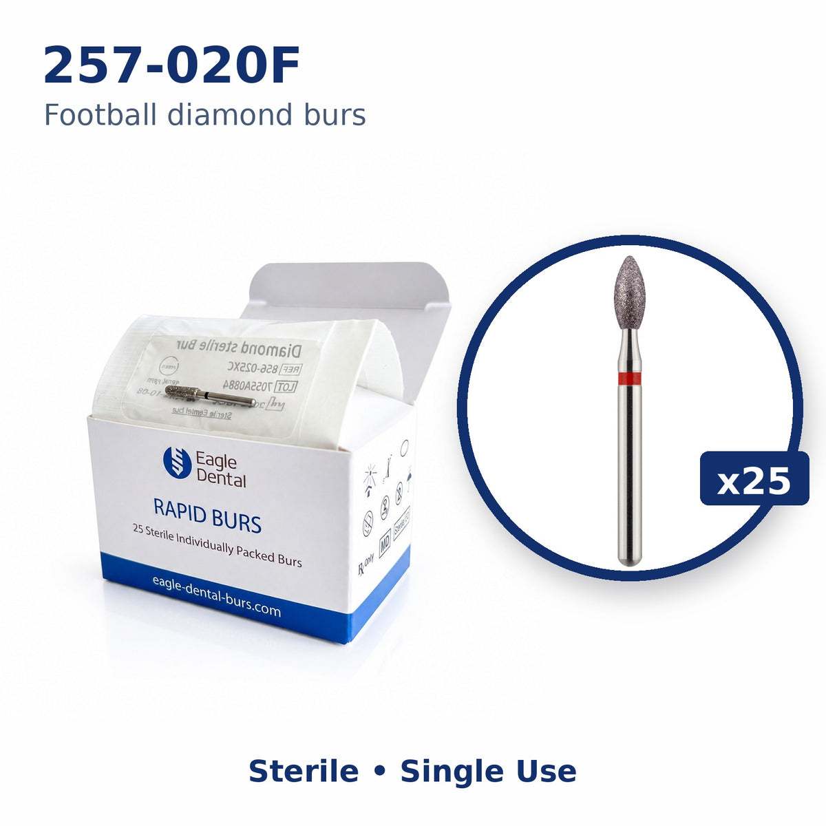 Eagle Rapid sterile Football bur box, 25 per pack