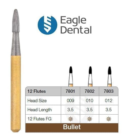 Bullet Flame Shape Carbide burs - 12 blades