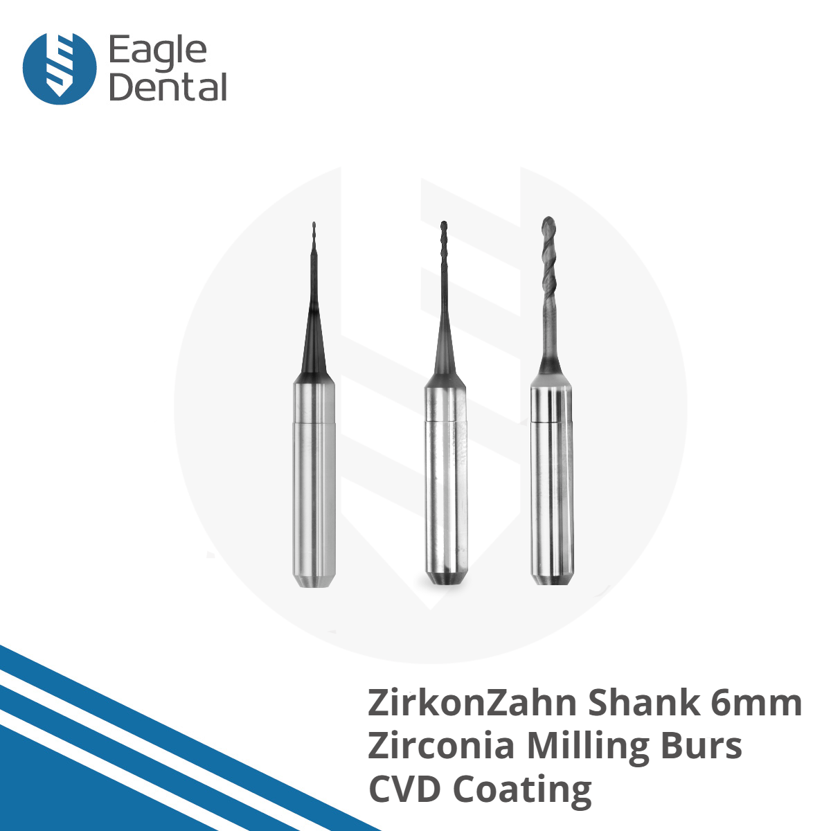 ZirkonZahn Shank 6mm CVD Diamond Zirconia Milling Burs